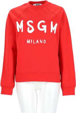 Msgm Red Bold Logo Cotton Sweatshirt