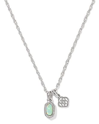 Kendra Scott Womens Mini Elisa Dira Necklace In Silver Green Opal