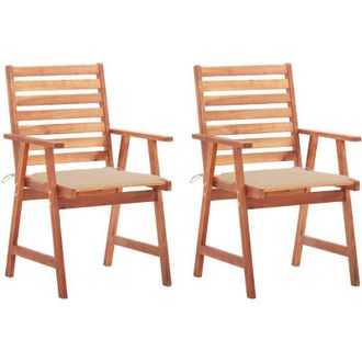 vidaXL Vidaxl - Sillas Comedor De Jard&iacute;n Y Cojines 2 Uds Madera Maciza Acacia