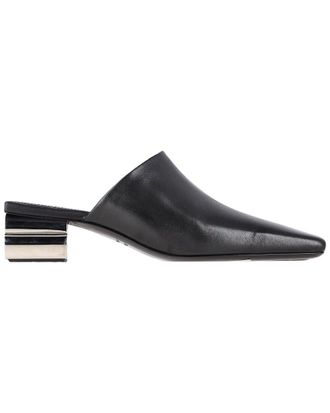 Balenciaga Womens Leather Typo Chrome Heel Mule (Authentic Pre-Loved)