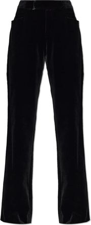 Balmain Pantalones de terciopelo de corte recto - Trousers - Mujer - Negro - 2XS