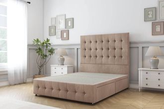 Sloomy Berlin Naples Divan Base 2 Drawers - 26 Headboard & 12 Footboard in Light Brown | Size: Double