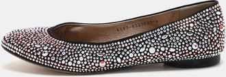 Gina Black Satin Crystal Embellished Ballet Flats