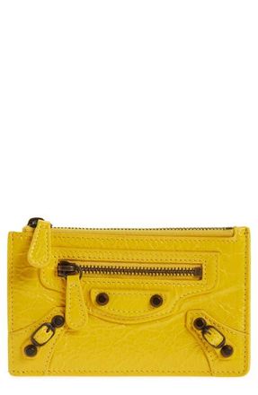 Balenciaga Le City Leather Card Case in 7014 Marge Yellow at Nordstrom