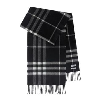 Burberry Winter Scarves, female, Black, Size: ONE SIZE Check Cashmere Scarf