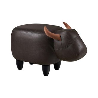 Novit&agrave; Home Faux leather upholstered bull pouf - brown bull