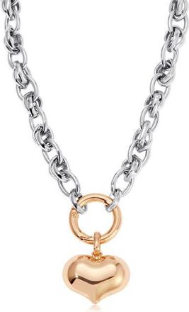 Ettika Mixed Finish Heart Pendant Necklace in Rhodium/gold at Nordstrom