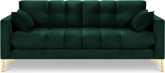 BLOOMINGLOFT 3-Sitzer Designsofa Mamaia Samt mit goldfarbenen Beinen