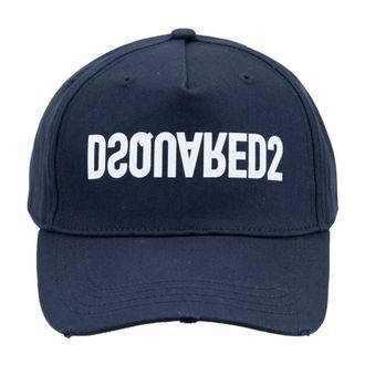 Dsquared2 Caps, unisex, Blue, Size: ONE SIZE Vintage Style Baseball Cap with Buckle