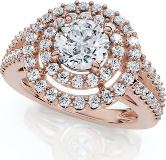 Pompeii3 1 1/2Ct Double Halo Diamond Engagement Ring 14k Gold Lab Grown