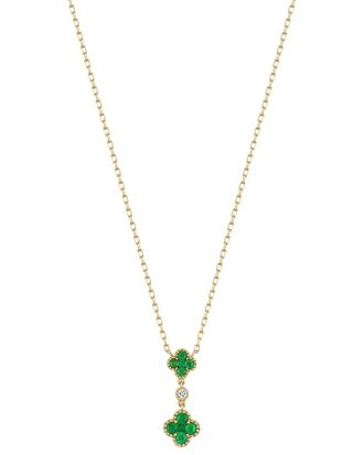 Bony Levy El Mar 18K 0.39 Ct. Tw. Diamond & 10 Emerald Pendant Necklace