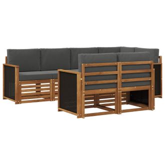 vidaXL Conjunto De Sof&aacute; Seccional Con Coj&iacute;n 6 Pcs Natural Y Antracita Vidaxl