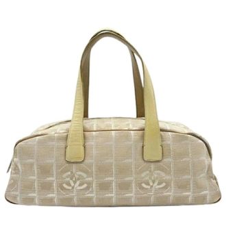 Chanel Pre-owned New Travel Line Boston Bag - Dames - Vintage Handtas - Beige - ONE Size - Leer - Vintage