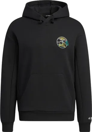 adidas Gfx Hood Swt Back Abstract Pattern Printing Kangaroo Pocket Sports Hooded Long Sleeves Black HN2018