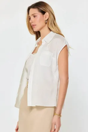 Current Air Coastal Layered Blouse In White