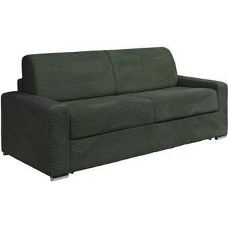 Vente-Unique Vente-unique - Divano letto 4 posti a ribalta in Velluto a coste Verde Posto letto doghe larghe 160cm Materasso 18cm - calito