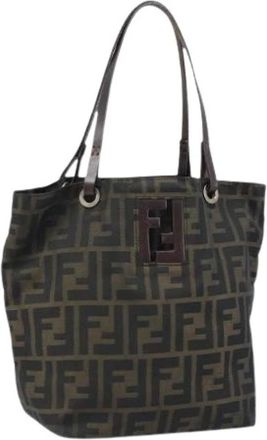 Fendi Pre-owned Tote Bags, female, Brown, Size: ONE SIZE Pre-owned Zucca Canvas Hand Bag