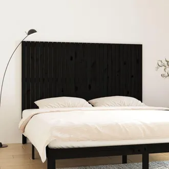 vidaXL Cabecero De Cama Pared Madera Maciza Pino Negro 185x3x110 Cm Vidaxl
