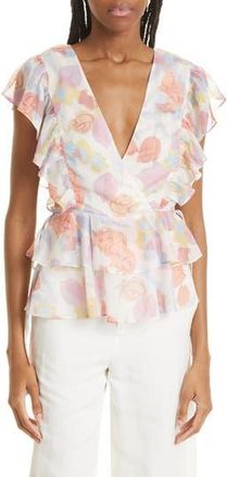 Ted Baker Rowyn Frill Detail Tie Top in Natural at Nordstrom Rack, Size 2