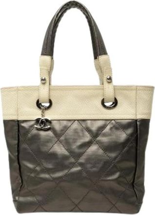 Chanel Pre-owned Paris Biarritz Tote Bag - Dames - Vintage Shopper - Grijs - ONE Size - Nylon - Vintage