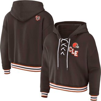 WEAR by Erin Andrews Womens WEAR by Erin Andrews Brown Cleveland Browns Plus Size Lace-Up Pullover Hoodie at Nordstrom, Size 1X