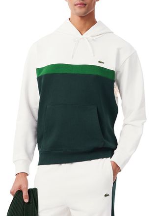 Lacoste Colorblock Fleece Hoodie with Iconic Lacoste Detailing