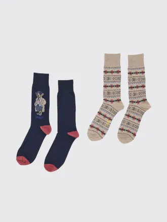 Polo Ralph Lauren Set di due paia di calze in cotone a coste con logo jacquard