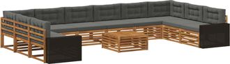 vidaXL Juegos De Sof&aacute;s 11 Uds. Madera De Acacia S&oacute;lida Vidaxl