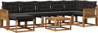 vidaXL Conjunto De Sof&aacute;s De Exterior 8 Uds. Natural Y Negro Vidaxl