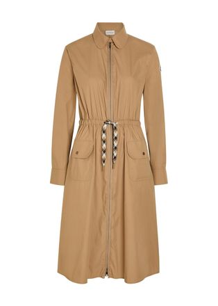 Moncler Drawstring Poplin Midi Shirt Dress - Beige - 42 (UK10 / S)
