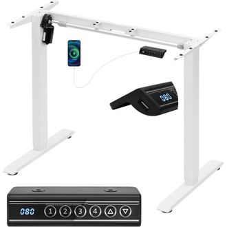Woltu Scrivania regolabile in altezza 72-120 cm, scrivania ergonomica, scrivania Elettrica in piedi, Bianco - Woltu