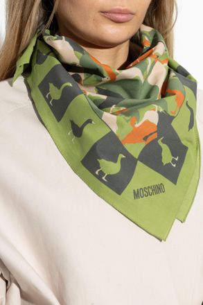 Moschino Cotton Scarf With Print, Unisex, Green