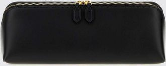 Alaia Clutch Delta in pelle di vitello liscia con chiusura a doppia zip