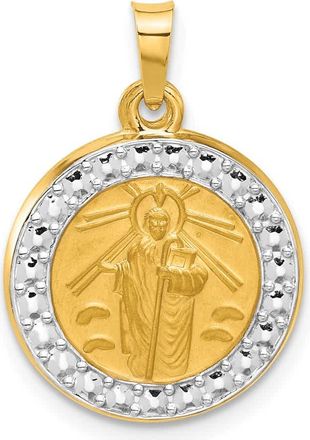 Diamond2Deal 14k Yellow Gold with White Rhodium Hollow St. Jude Thaddeus Medal