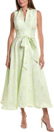 Rene Ruiz Mandarin Collar Jacquard Flare Hem Maxi Dress