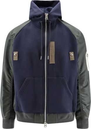 sacai Sponge Sweat x Nylon Twill Full Zip Hoodie - Heren - Vesten met rits - Veelkleurig - L - Nylon - Hoodies & sweatvesten
