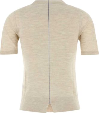 Burberry Womens Sand Wool T-Shirt Nutmeg Exterior