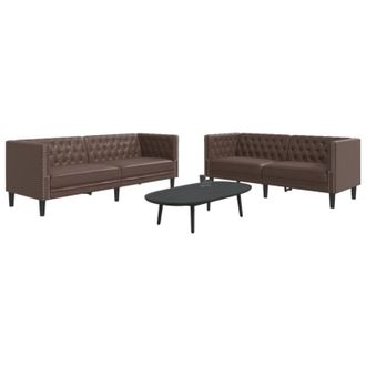 vidaXL Vidaxl - Juego De Sof&aacute;s Chesterfield 2 Piezas Cuero Sint&eacute;tico Marr&oacute;n
