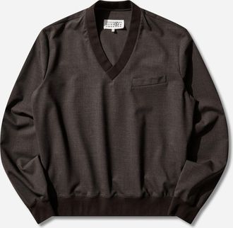 Maison Margiela Men s V-Neck Longsleeve Top Deep Brown