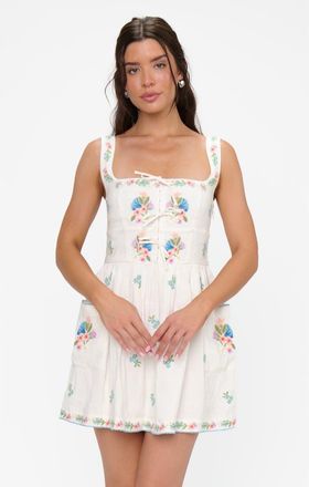 Show me your Mumu Demi Mini Dress in Wild Meadow Embroidery at Nordstrom, Size Medium