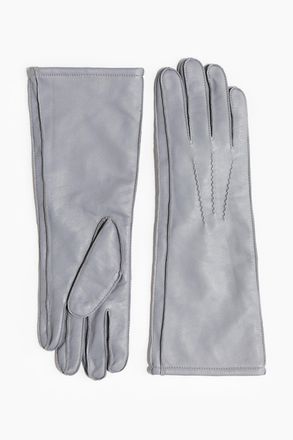 H&M Lange Lederhandschuhe - Hellgrau