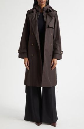 Reiss Azura Hooded Double Breasted Trench Coat in Chocolate Brown at Nordstrom Rack, Size 12