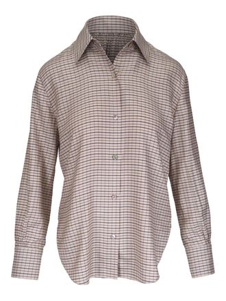 Vince checked shirt - women - Rayon/Silk - L - Neutrals