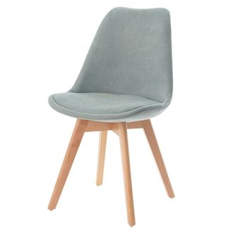 Koketto Home Silla de comedor tapizado menta y patas de madera natural