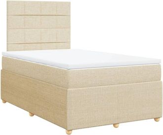 vidaXL Cama Box Spring Con Colch&oacute;n Tela Color Crema 120x190 Cm Vidaxl