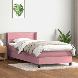 vidaXL Cama Box Spring Con Colch&oacute;n Terciopelo Rosa 90x210 Cm Vidaxl
