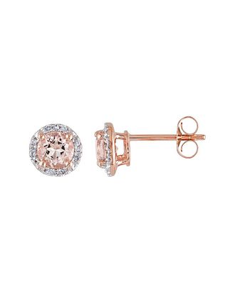 Rina Limor 10K Rose Gold 1.03 Ct. Tw. Diamond & Morganite Earrings