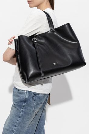 Emporio Armani Leather Shopper Bag, Womens, Black
