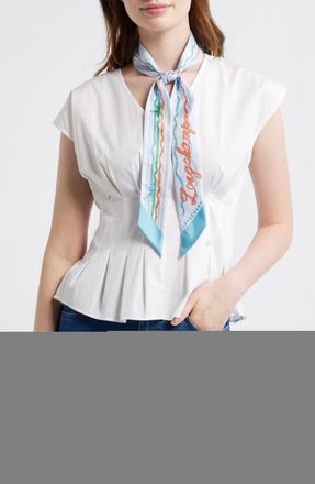 Longchamp Ribbon Print Silk Bandana Scarf in Lagoon at Nordstrom