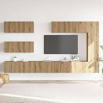Berkfield Home Classic 7 Piece TV Cabinet Set Wall-mounted Artisan Oak Engineere in Brown